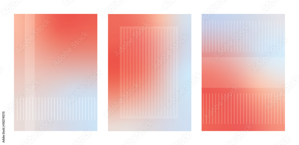 Bright gradient red and blue book cover abstract geometric background set Bright gradient red and blue book cover abstract geometric background set