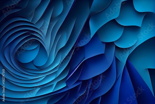 Abstract paper layers effect. Deep blue background. Layers of paper in different shades creating a textured effect