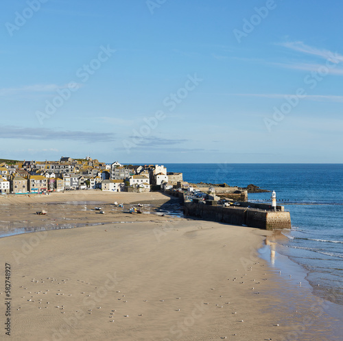 UK - St. Ives harbour at low tide in autumn