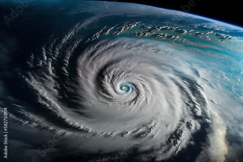 Hurricane tornado view from space  generative ai illustration  weather and meteorology