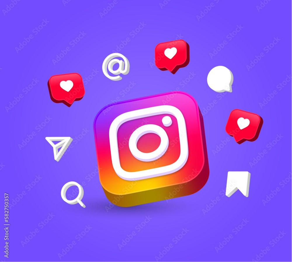 3d instagram logo background social media icons. social media logo ...