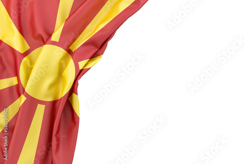 Canvas Print Flag of Macedonia in the corner on white background