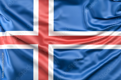 Ruffled Flag of Iceland. 3D Rendering