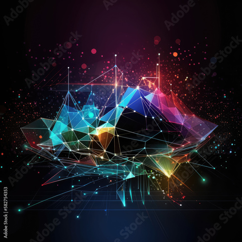 Geometric Shape Abstract Technology Background - Abstract Geometric Technology Wallpaper Series - Technology Backdrop created with Generative AI technology