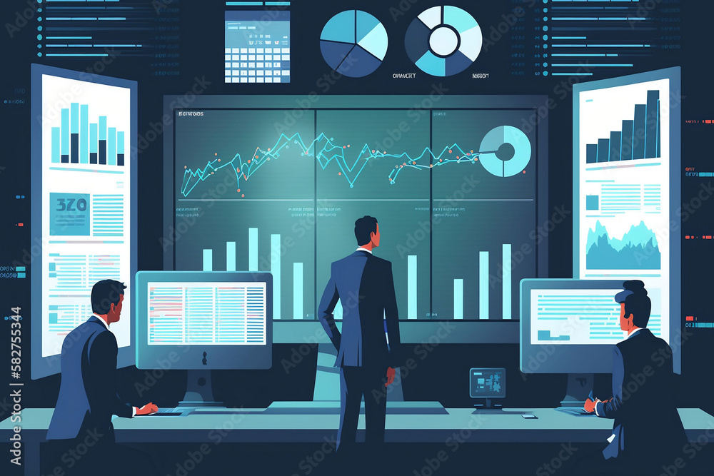 business people with graphs and charts, generative ai business people with graphs and charts, generative ai