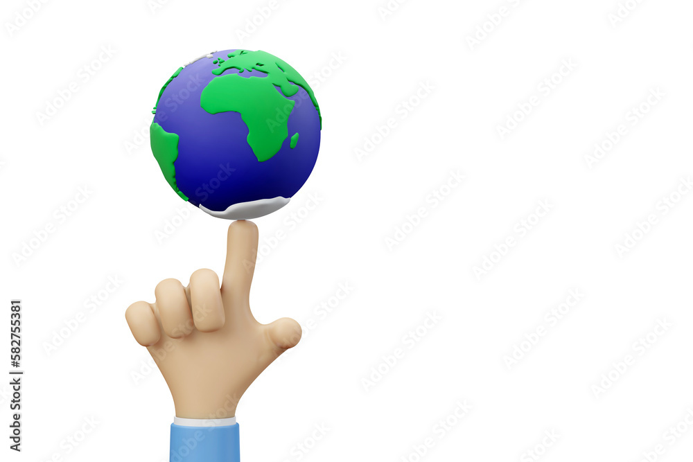 Global recycling and caring for our world. Cartoon style Earth, 3D Illustration Global recycling and caring for our world. Cartoon style Earth, 3D Illustration