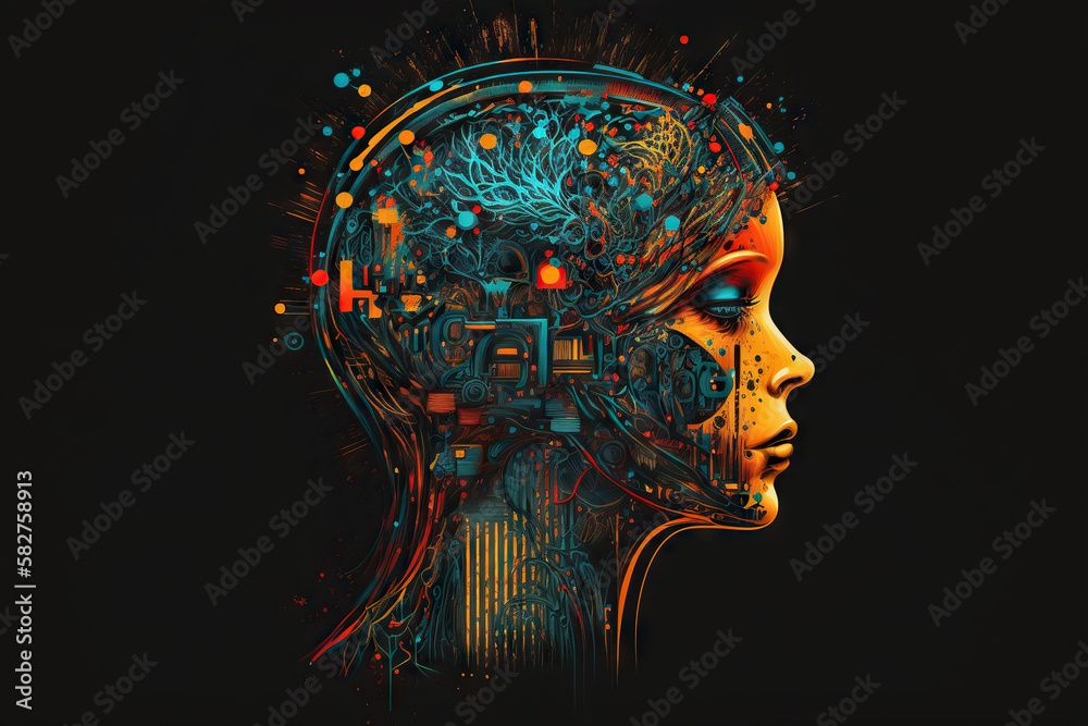 Artificial intelligence logo on black background - Generative AI Stock ...