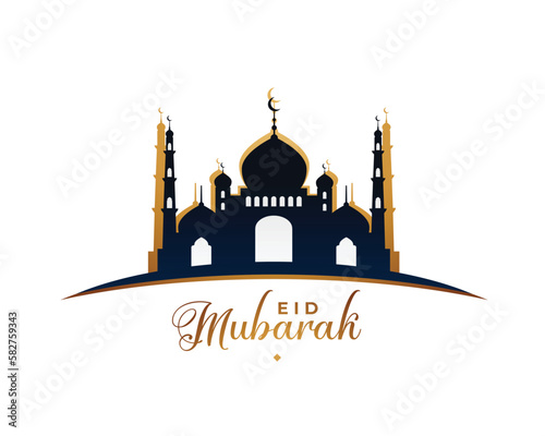 islamic festival eid mubarak event background with mosque design