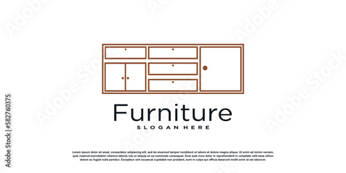 furniture logo design template wuth creative concept premium vector