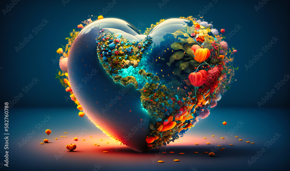 A heartfelt globe manipulation background with hearts forming the