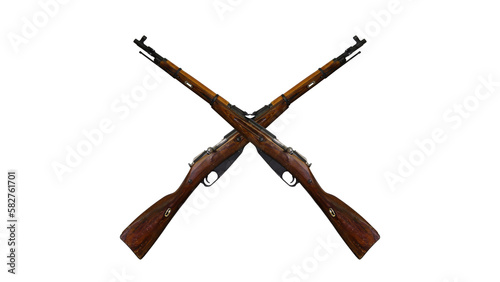crossed military rifles on transparent background