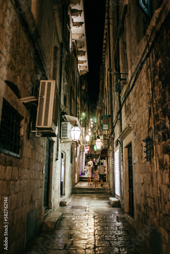Old town of Dubrovnik at night. Dubrovnik  Croatia.