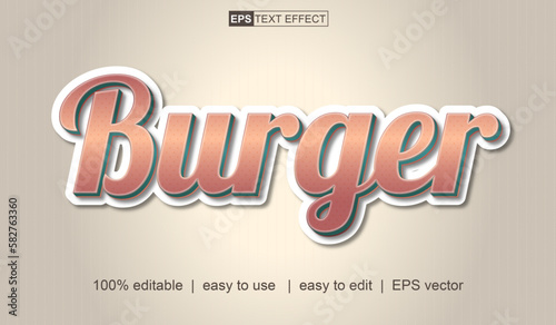 editable burger text effect, vector text effect
