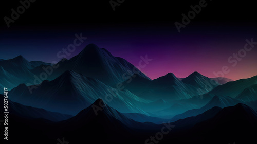 abstract 3d dark mountains background, generative ai