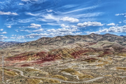 Painted hills overlook, John Day Fossil Beds National Monument, Wheeler County, Oregon.  photo