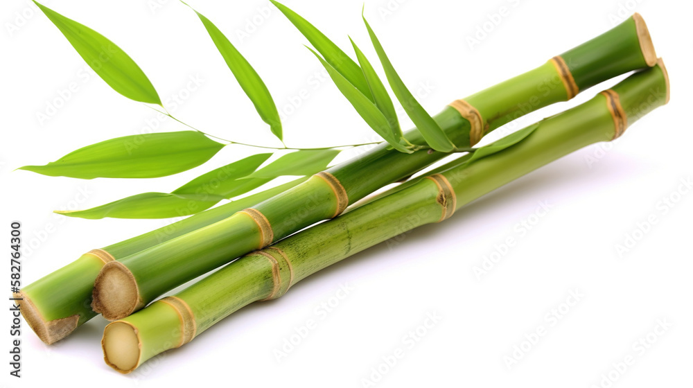 Fototapeta premium fresh green bamboo isolated on white background, generative ai