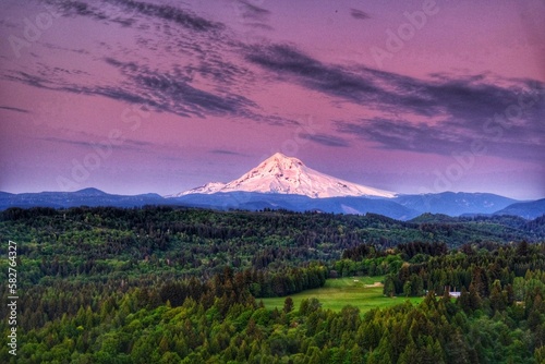 Sunset at Jonsrud viewpoint with Mt Hood as background, Sandy, Oregon