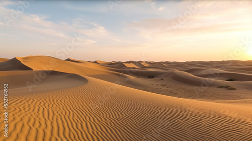 sand dunes in the desert in the morning lights  generative ai
