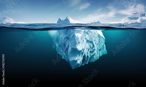 iceberg floating in the sea, global warming, generative ai © Gbor