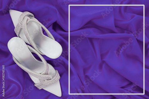  high heel shoes on a purple background