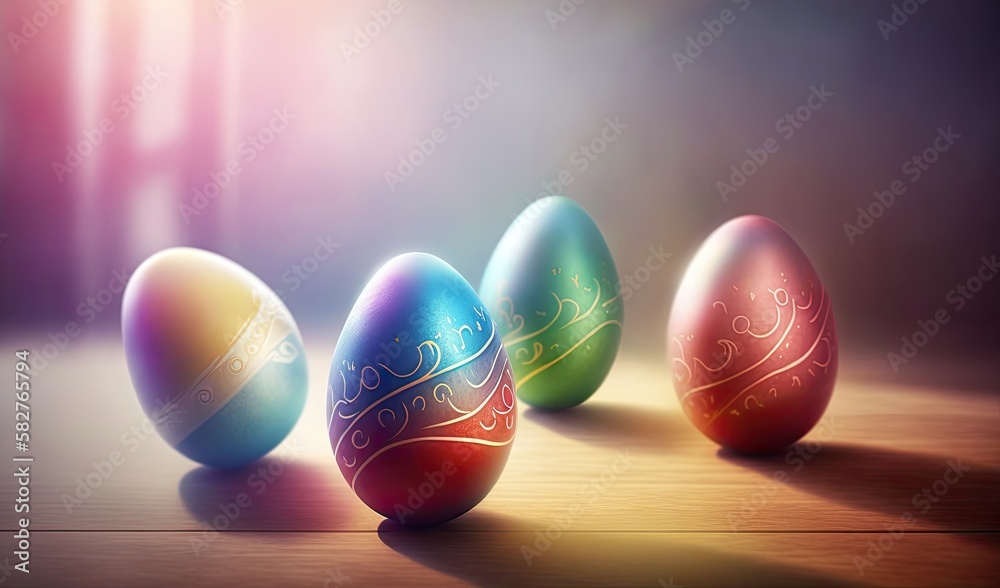 Obraz premium Colorful Easter Eggs Background for Festive Decoration. generative ai.