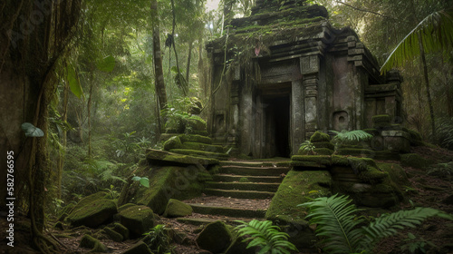 ancient temple ruin in the jungle  generative ai