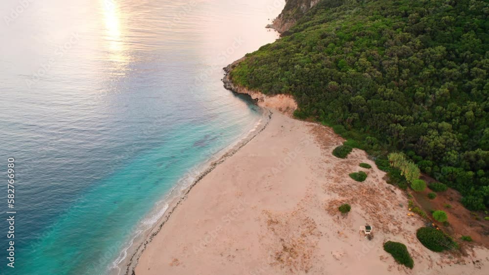 Aerial view of Marathonisi Island near Zakynthos island in Greece.