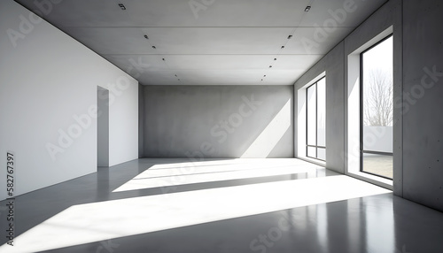 Bright white concrete interior  illustration ai generative