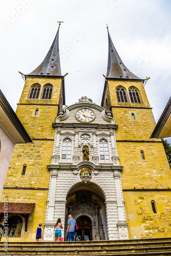 Hofkirche church St. Leodegar in the center of Lucerne, Luzern Switzerland photo