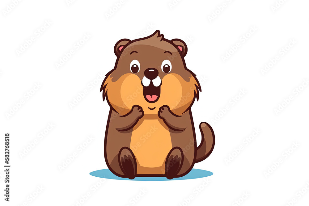 Fototapeta premium cute beaver vector illustration. Generative AI