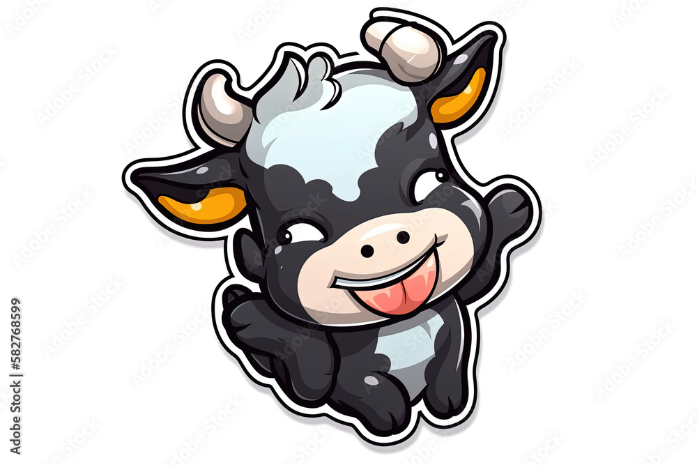 cute black cow vector illustration. Generative AI cute black cow vector illustration. Generative AI