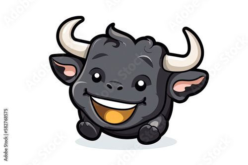 cute black bull vector illustration. Generative AI