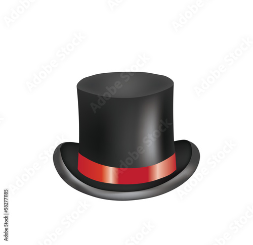 Black cylinder hat. vector illustration