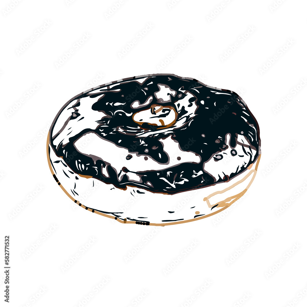Fototapeta premium Color sketch of a donut with transparent background