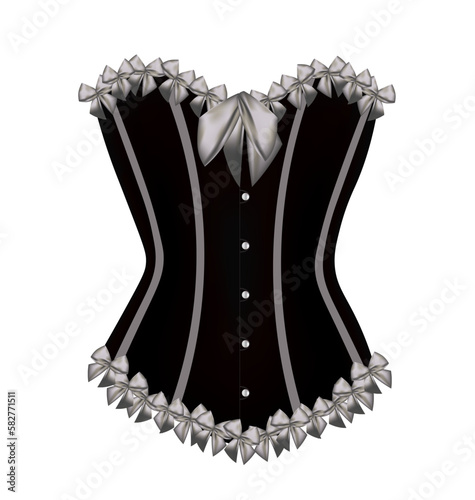 Fotografie, Tablou Black sexy corset. vector illustration