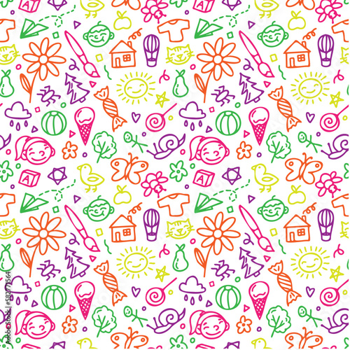 children's seamless doodle pattern