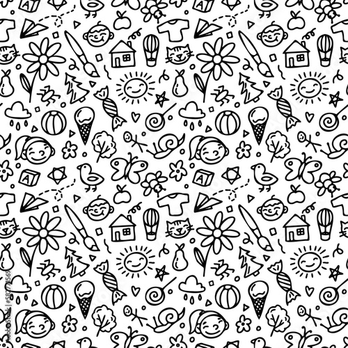 children's seamless doodle pattern 