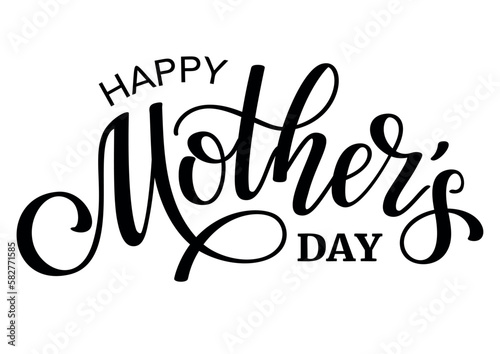 Happy Mothers Day black lettering. Vector illustration