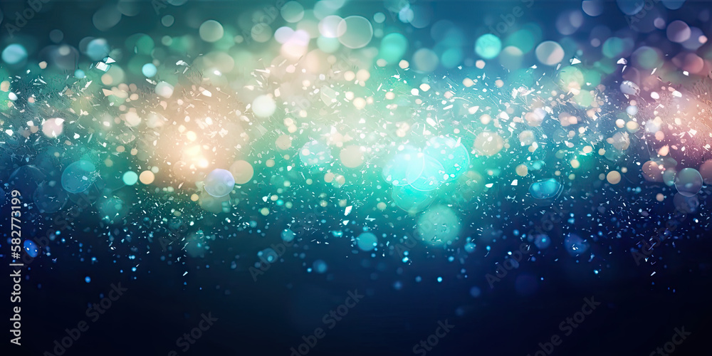Fototapeta premium green and blue blurred bokeh background illustration, generative ai