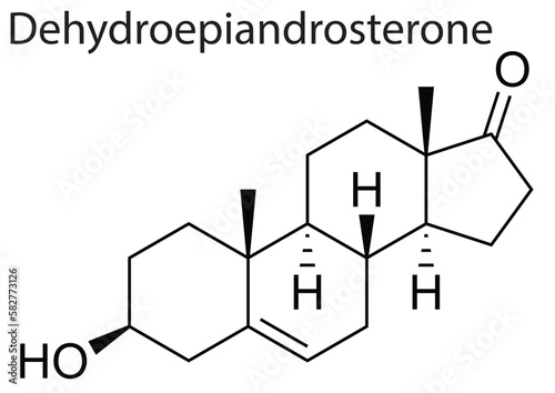 Vector of molecular structure of Dehydroepiandrosterone human steroid