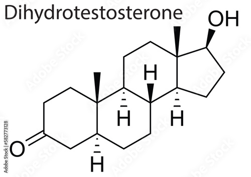 Vector of molecular structure of Dihydrotestosterone human steroid