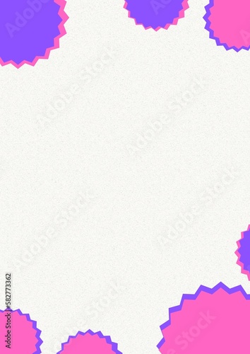 Pink and Purple A4 invitation happy celebrations card with stars bubbles