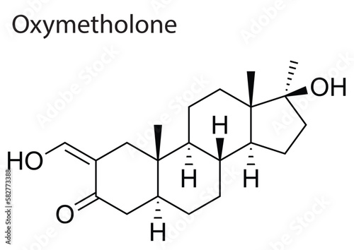 Vector of the chemical structure of Oxymetholone anabolic-androgenic steroid