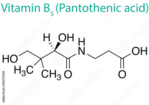 Illustration of a Vitamin B5 molecule isolated on a white background