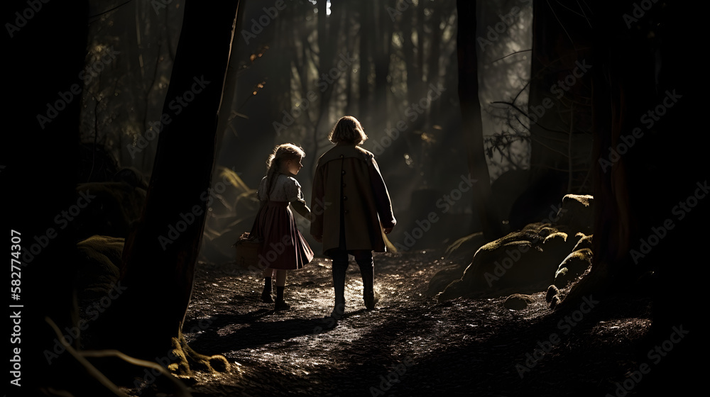Hänsel und Gretel im Wald, Märchen Hänsel und Gretel im Wald, Märchen