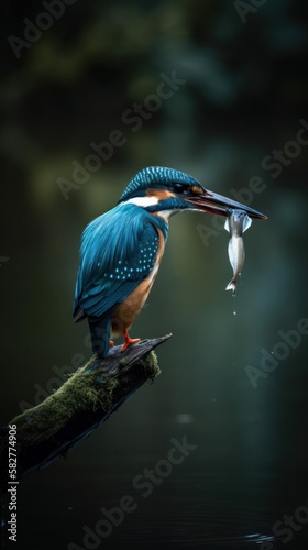 The Majestic Kingfisher Perched on a Branch