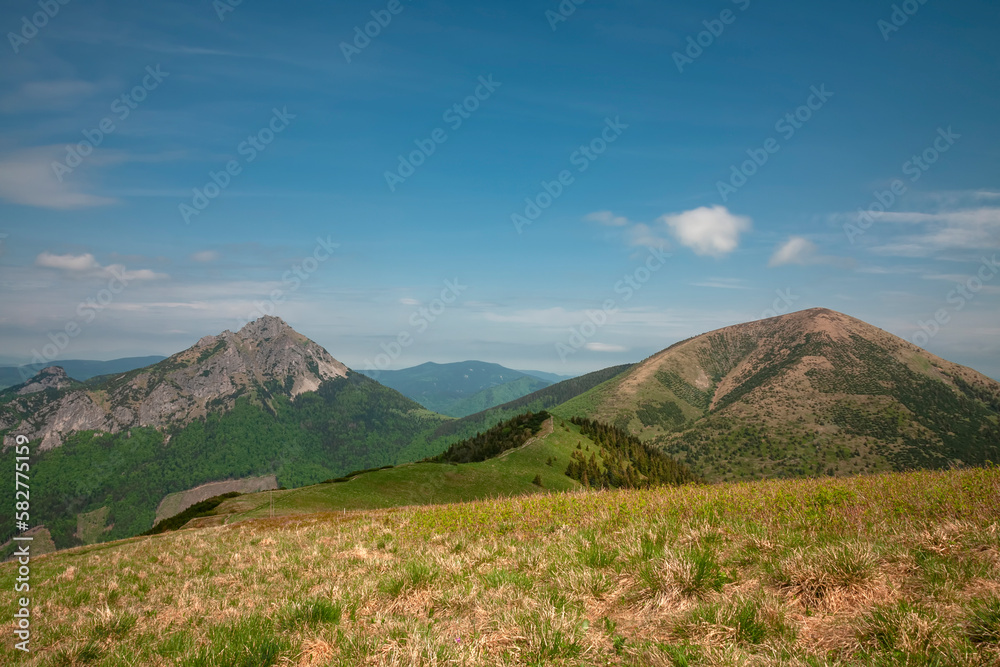 Mountains Maly Rozsutec, Velky Rozsutec, Stoh, view from Steny, national park Mala Fatra, Slovakia