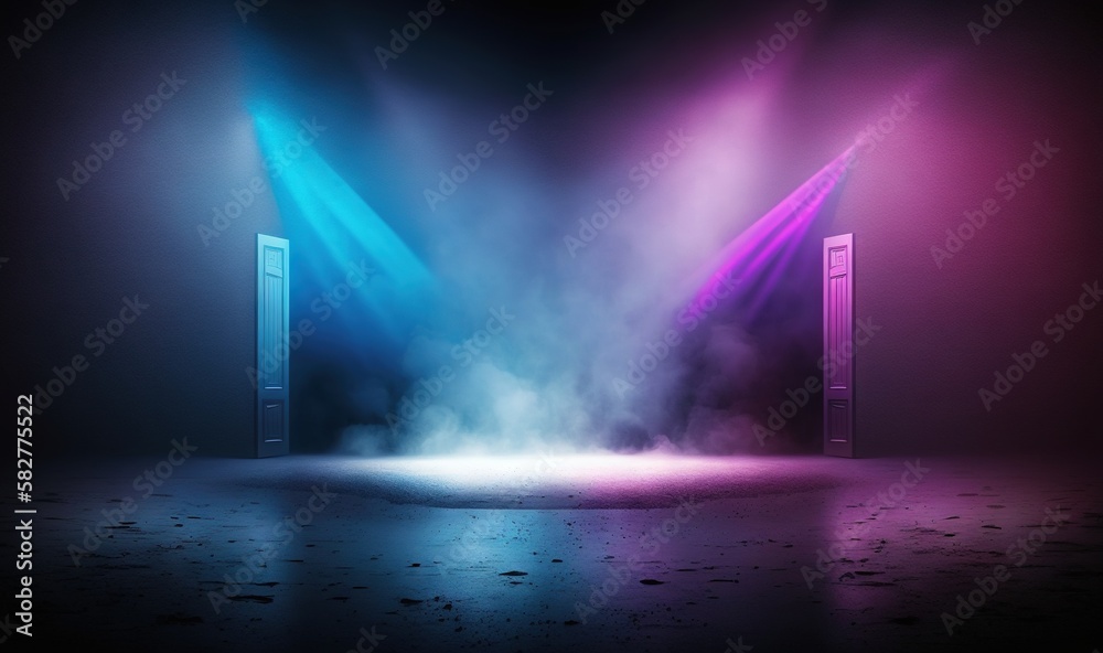 a stage with a lot of smoke coming out of the back of the stage and ...