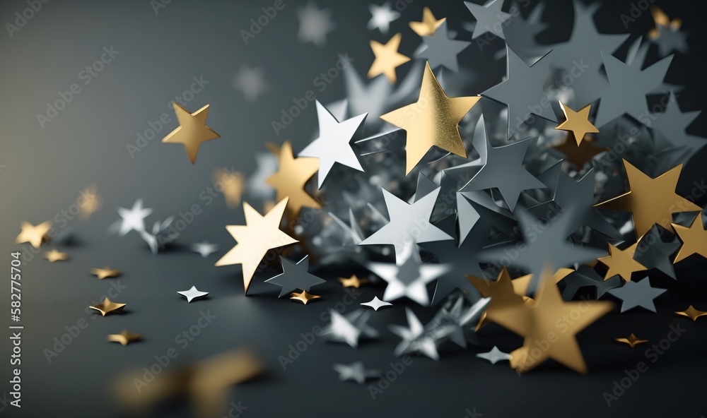 a bunch of gold stars on a black background with a blurry effect to the ...