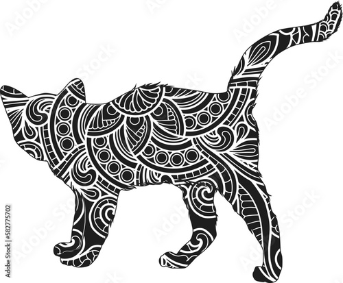Cat mandala boho style editable Vector illustration